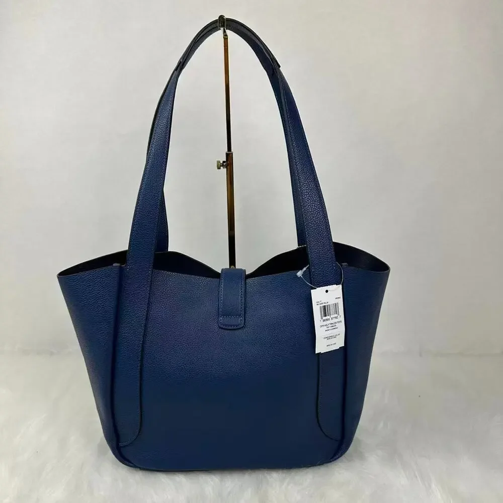 Coach Hadley Turnlock Tote Bag In Leather/Gold/Deep Blue CAL17 NWT